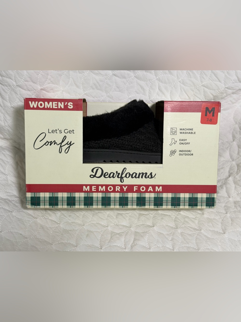 dearfoams Women's Memory Foam Slide Slippers - Plush Open-Back